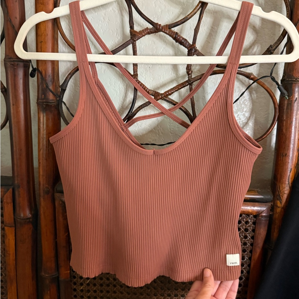 Vuori Ribbed Crop Top - Brown